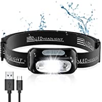 Los mejores  - Cocoda Linterna Frontal- LED USB Recargable Linterna Cabeza con 4 Modes de Luz- Sensor de Movimiento- 160 Lúmenes…